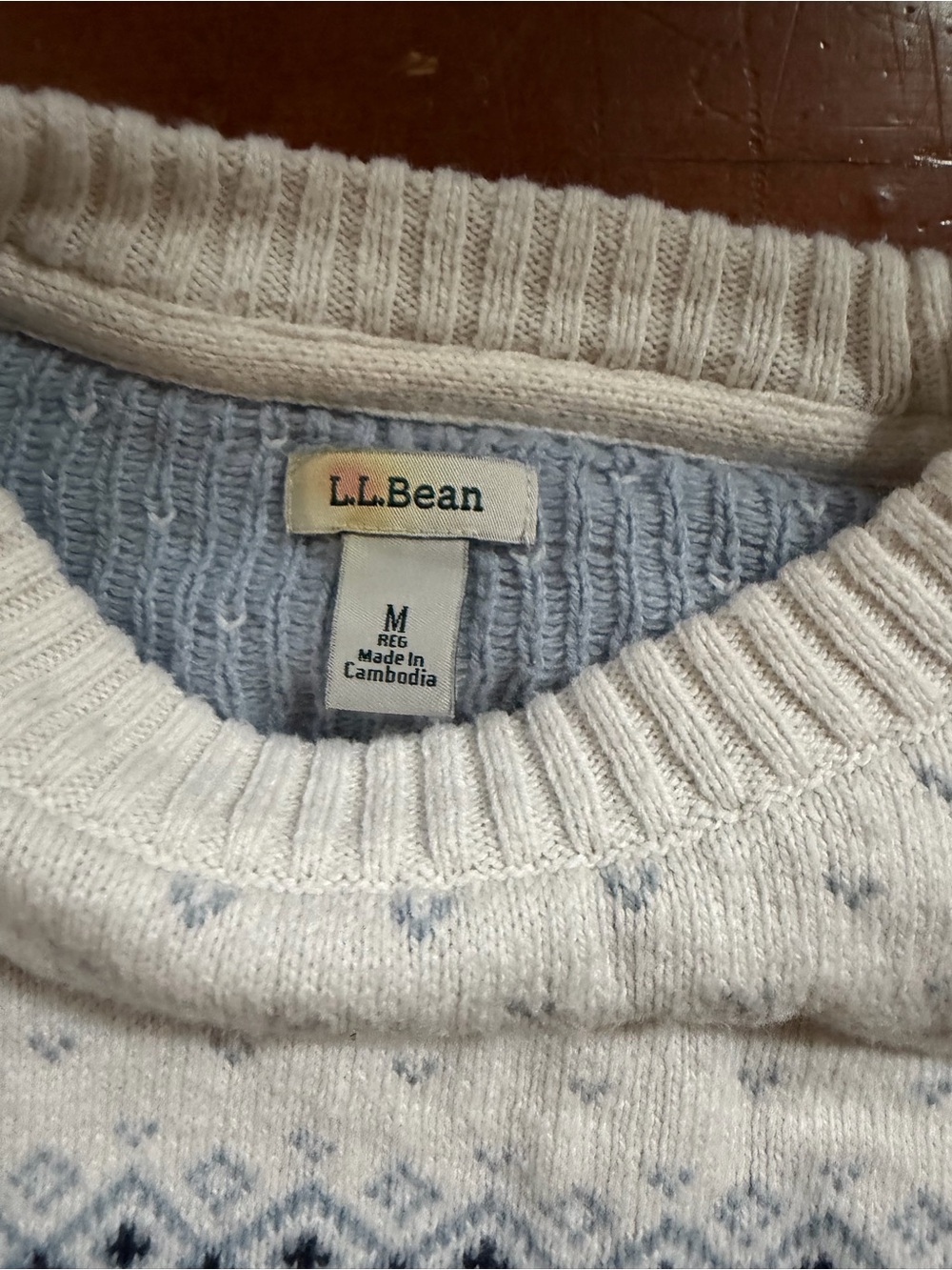 L.L. Bean Cream Crewneck Sweater with hunting Dog Fair Isle Motif M - Picture 6 of 6